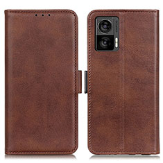 Leather Case Stands Flip Cover Holder M15L for Motorola Moto Edge 30 Lite 5G Brown