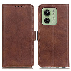 Leather Case Stands Flip Cover Holder M15L for Motorola Moto Edge 40 5G Brown