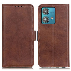 Leather Case Stands Flip Cover Holder M15L for Motorola Moto Edge 40 Neo 5G Brown