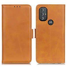 Leather Case Stands Flip Cover Holder M15L for Motorola Moto G Play (2023) Light Brown