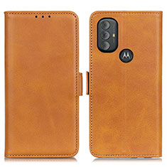 Leather Case Stands Flip Cover Holder M15L for Motorola Moto G Power (2022) Light Brown