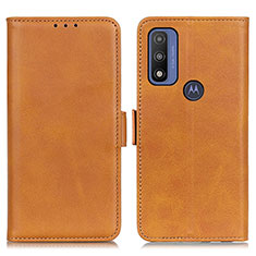 Leather Case Stands Flip Cover Holder M15L for Motorola Moto G Pure Light Brown