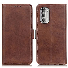 Leather Case Stands Flip Cover Holder M15L for Motorola Moto G Stylus (2022) 4G Brown