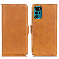 Leather Case Stands Flip Cover Holder M15L for Motorola Moto G22 Light Brown