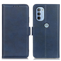 Leather Case Stands Flip Cover Holder M15L for Motorola Moto G31 Blue