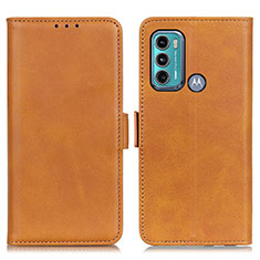 Leather Case Stands Flip Cover Holder M15L for Motorola Moto G40 Fusion Light Brown