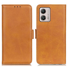 Leather Case Stands Flip Cover Holder M15L for Motorola Moto G53 5G Light Brown