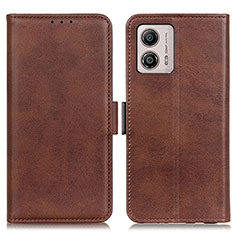 Leather Case Stands Flip Cover Holder M15L for Motorola Moto G53j 5G Brown