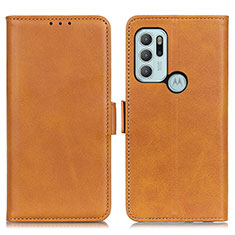 Leather Case Stands Flip Cover Holder M15L for Motorola Moto G60s Light Brown