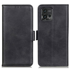 Leather Case Stands Flip Cover Holder M15L for Motorola Moto G72 Black