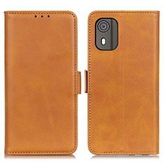 Leather Case Stands Flip Cover Holder M15L for Nokia C02 Light Brown