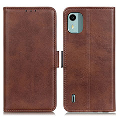 Leather Case Stands Flip Cover Holder M15L for Nokia C12 Plus Brown