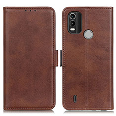 Leather Case Stands Flip Cover Holder M15L for Nokia C21 Plus Brown