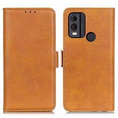 Leather Case Stands Flip Cover Holder M15L for Nokia C22 Light Brown