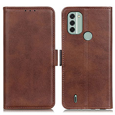 Leather Case Stands Flip Cover Holder M15L for Nokia C31 Brown