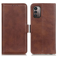 Leather Case Stands Flip Cover Holder M15L for Nokia G11 Brown