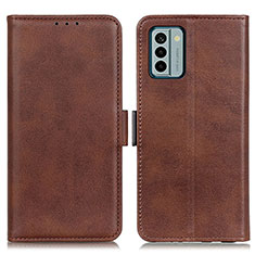 Leather Case Stands Flip Cover Holder M15L for Nokia G22 Brown