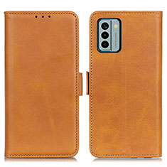 Leather Case Stands Flip Cover Holder M15L for Nokia G22 Light Brown