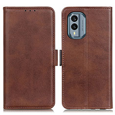 Leather Case Stands Flip Cover Holder M15L for Nokia X30 5G Brown