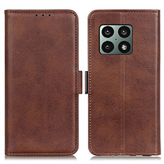 Leather Case Stands Flip Cover Holder M15L for OnePlus 10 Pro 5G Brown