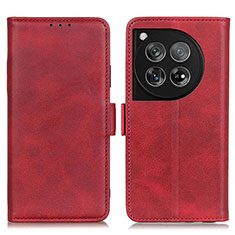 Leather Case Stands Flip Cover Holder M15L for OnePlus 12R 5G Red