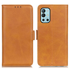 Leather Case Stands Flip Cover Holder M15L for OnePlus 9R 5G Light Brown