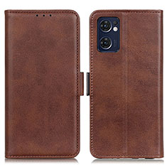 Leather Case Stands Flip Cover Holder M15L for OnePlus Nord CE 2 5G Brown