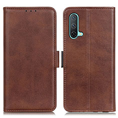 Leather Case Stands Flip Cover Holder M15L for OnePlus Nord CE 5G Brown