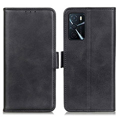 Leather Case Stands Flip Cover Holder M15L for Oppo A16 Black