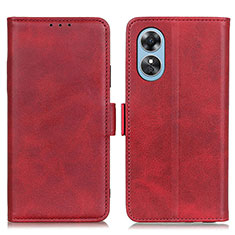 Leather Case Stands Flip Cover Holder M15L for Oppo A17 Red