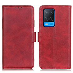 Leather Case Stands Flip Cover Holder M15L for Oppo A54 4G Red