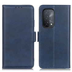 Leather Case Stands Flip Cover Holder M15L for Oppo A54 5G Blue