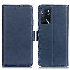 Leather Case Stands Flip Cover Holder M15L for Oppo A54s Blue