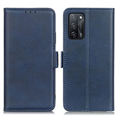 Leather Case Stands Flip Cover Holder M15L for Oppo A55 5G Blue