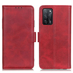 Leather Case Stands Flip Cover Holder M15L for Oppo A55 5G Red