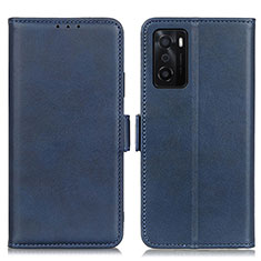 Leather Case Stands Flip Cover Holder M15L for Oppo A55S 5G Blue