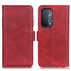 Leather Case Stands Flip Cover Holder M15L for Oppo A74 5G Red