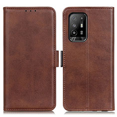 Leather Case Stands Flip Cover Holder M15L for Oppo A94 5G Brown