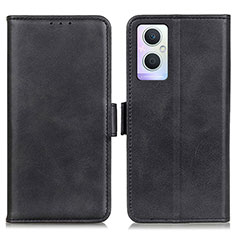 Leather Case Stands Flip Cover Holder M15L for Oppo A96 5G Black