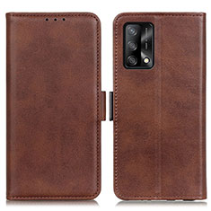 Leather Case Stands Flip Cover Holder M15L for Oppo F19 Brown