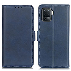 Leather Case Stands Flip Cover Holder M15L for Oppo F19 Pro Blue