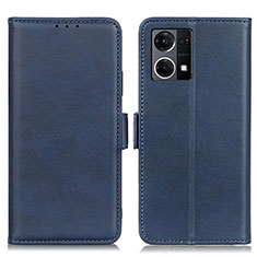 Leather Case Stands Flip Cover Holder M15L for Oppo F21 Pro 4G Blue