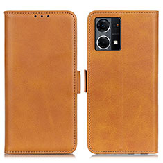 Leather Case Stands Flip Cover Holder M15L for Oppo F21 Pro 4G Light Brown