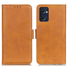 Leather Case Stands Flip Cover Holder M15L for Oppo Find X5 Lite 5G Light Brown