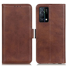 Leather Case Stands Flip Cover Holder M15L for Oppo K9 5G Brown