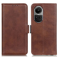 Leather Case Stands Flip Cover Holder M15L for Oppo Reno10 5G Brown