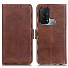 Leather Case Stands Flip Cover Holder M15L for Oppo Reno5 A Brown