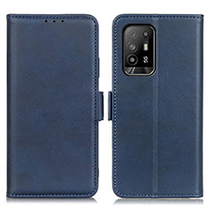 Leather Case Stands Flip Cover Holder M15L for Oppo Reno5 Z 5G Blue