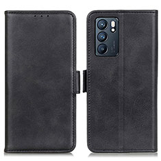 Leather Case Stands Flip Cover Holder M15L for Oppo Reno6 5G Black