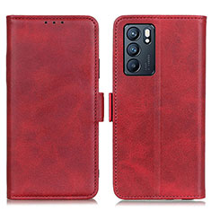 Leather Case Stands Flip Cover Holder M15L for Oppo Reno6 5G Red